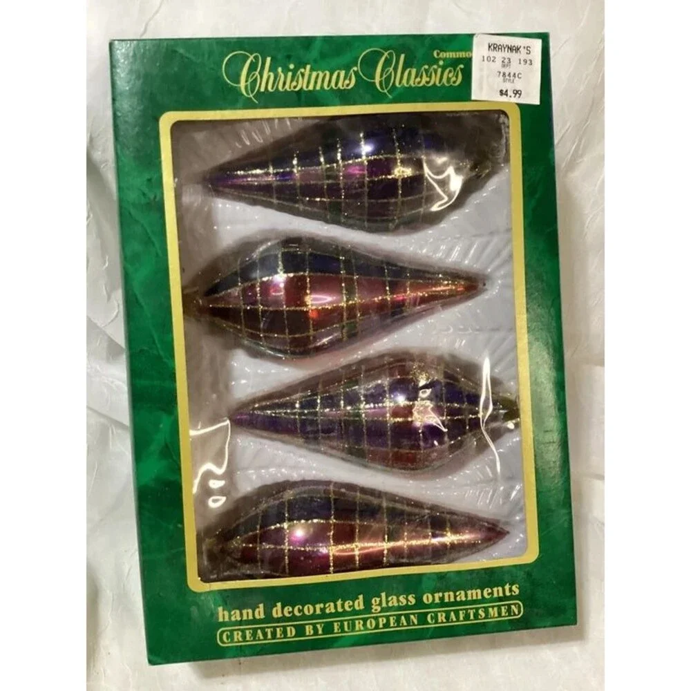 Beautiful Glass Commodore Christmas Classic Ornaments Two Complete Boxes (8)